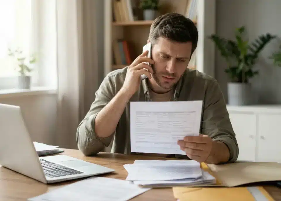 Person reviewing accident documents after a car crash in California