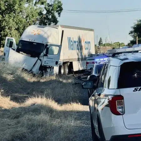Commercial truck accident investigation involving a tractor trailer and law enforcement in California