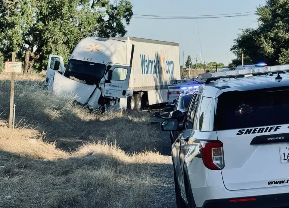 Who Is Responsible After a Truck Accident in California Bridgewater Law Group Commercial truck accident investigation involving a tractor trailer and law enforcement in California