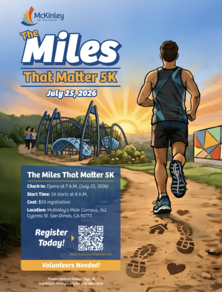 Flyer for The Miles That Matter 5K at McKinley's Main Campus on July 25, 2026